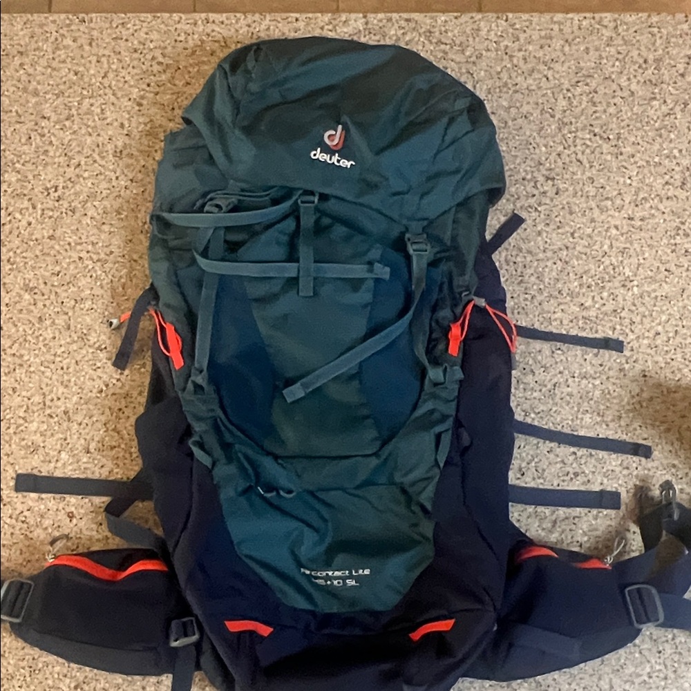 Deuter Men's Adventure Backpack - Dark Green and Red